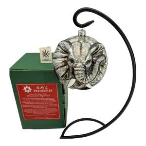 Elephant Glass Ornament Zoo Animal Desert Africa Asia Slavic Treasures Lucky EUC